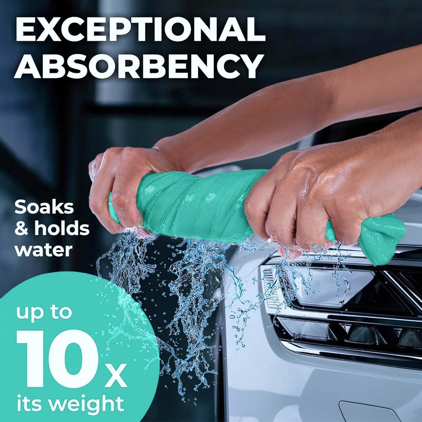Premium XL Shammy Towel for Car - 34”x25” - Super Absorbent Chamois Cloth - Spots & Scratch-Free