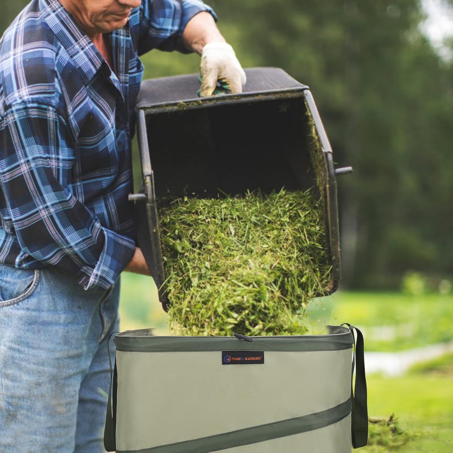 YUDI & GARDEN 46 Gallon Square Collapsible Yard Waste Containers｜Collapsible Trash Can｜Camping