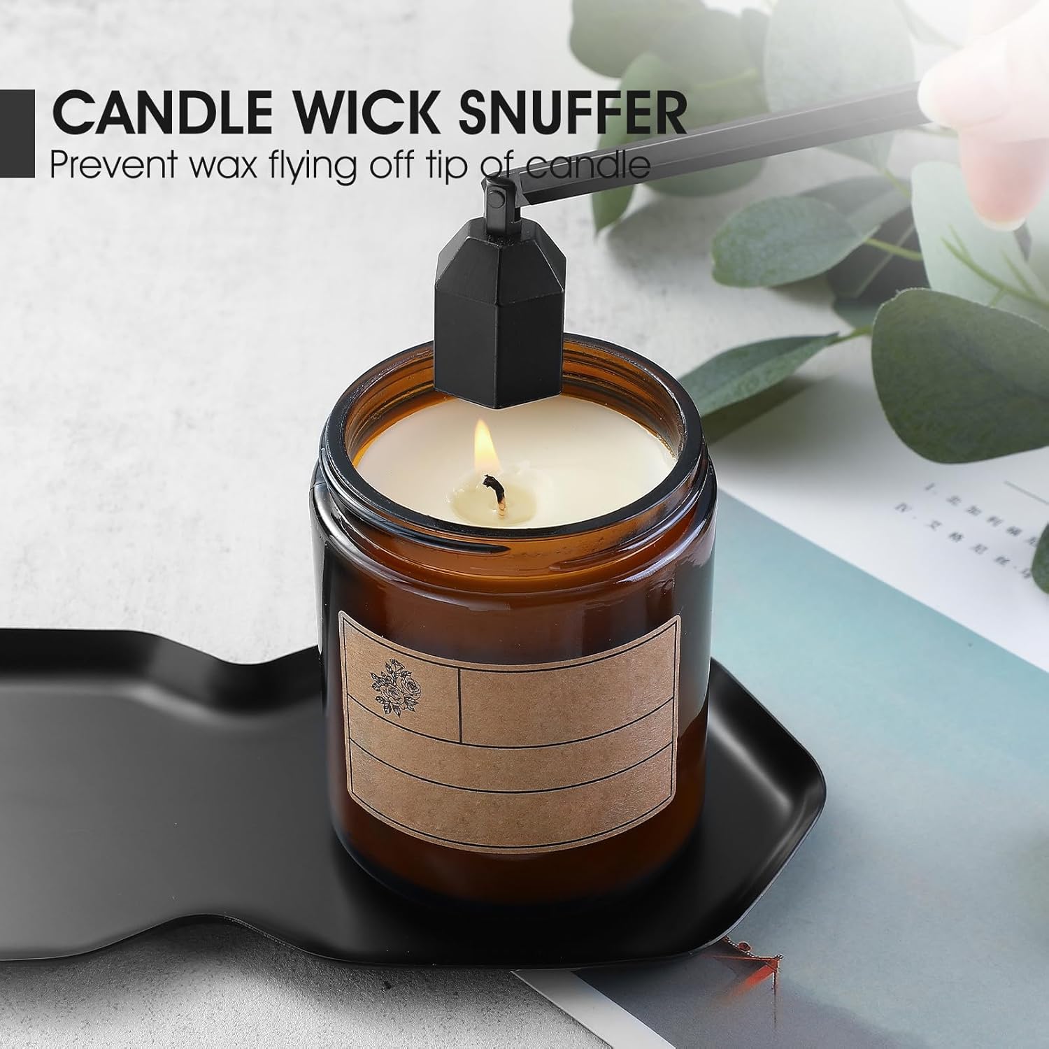 PATOISE 4 in 1 Candle Accessory Set, Wick Trimmer, Candle Snuffer, Wick Scoop,Storage Tray,Perfect