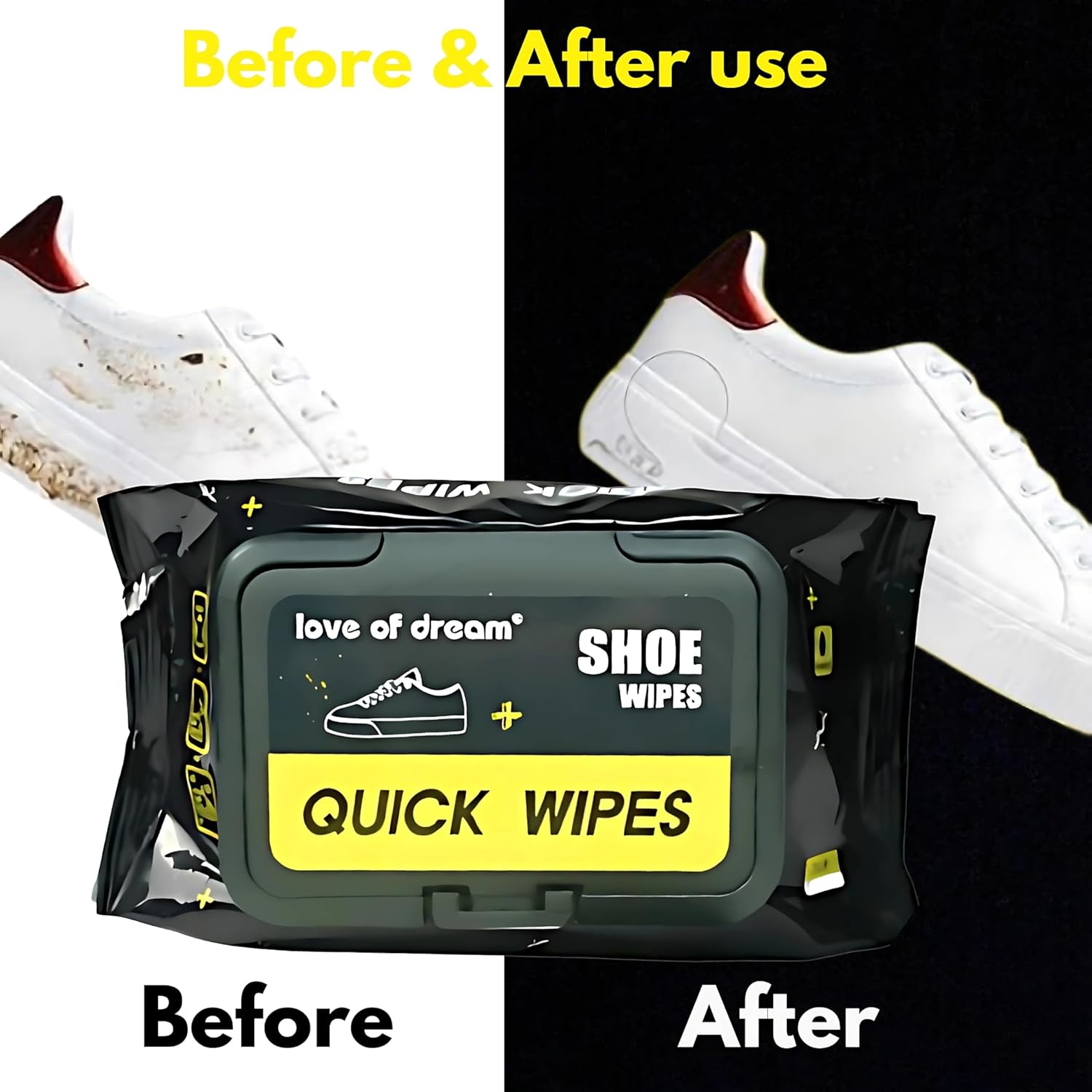 Shoe Wipes ??2 Pack (60 Count) Disposable, Pre-Moistened Sneaker & Shoe Cleaning Wipes