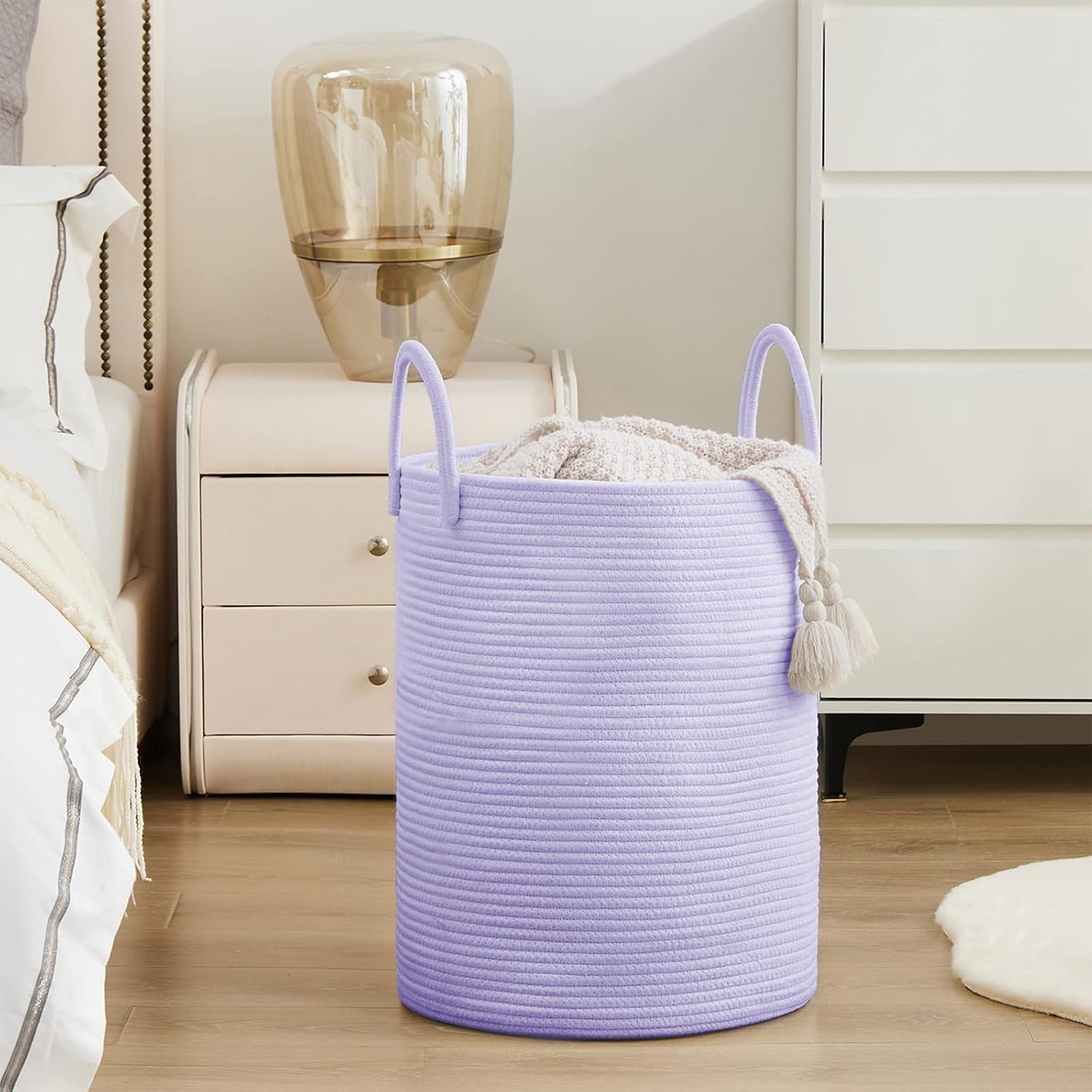 YOUDENOVA Laundry Hamper Basket, Woven 58L Tall Laundry Basket for Blanket Organizer- Clothes