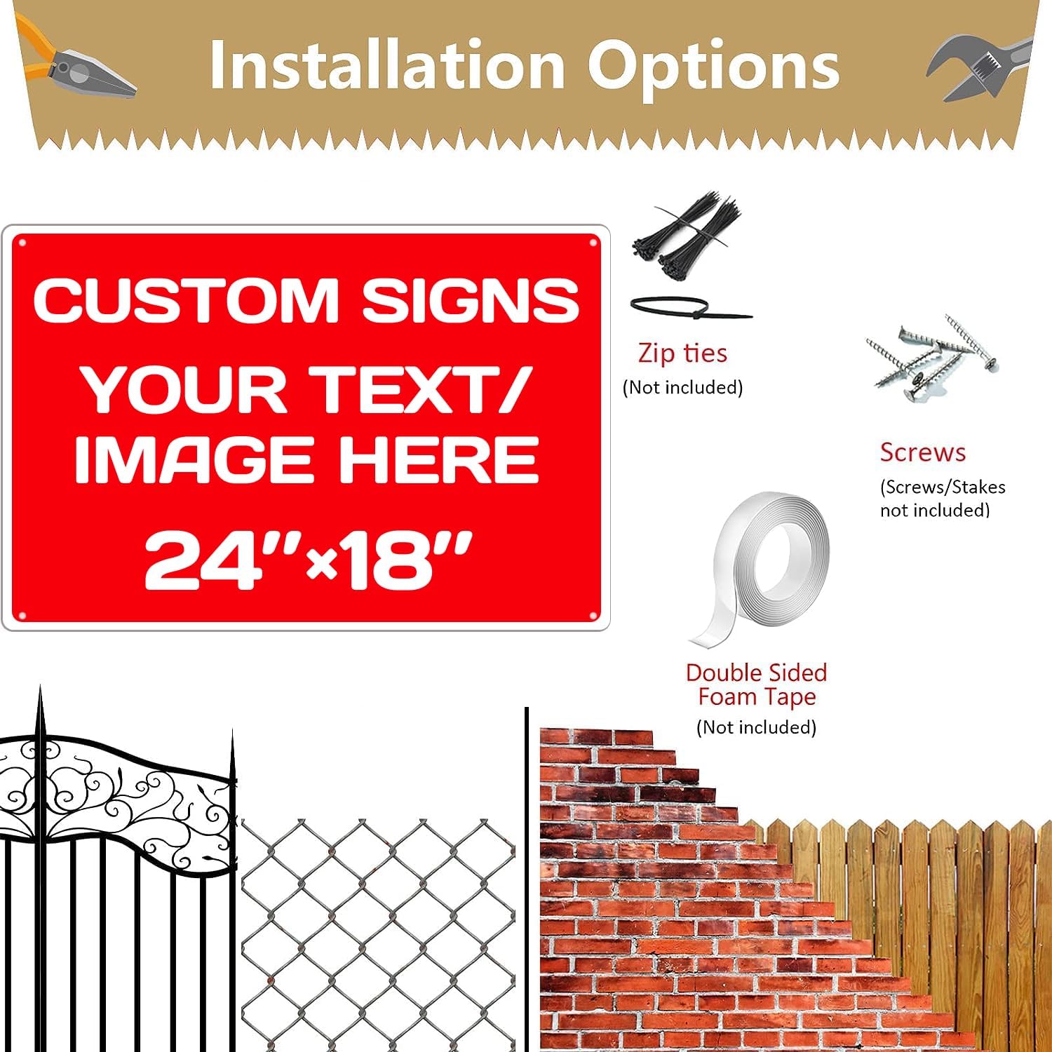 Personalized Aluminum Weatherproof Metal Signs - Custom Text & Picture, Multiple Sizes - Hazard