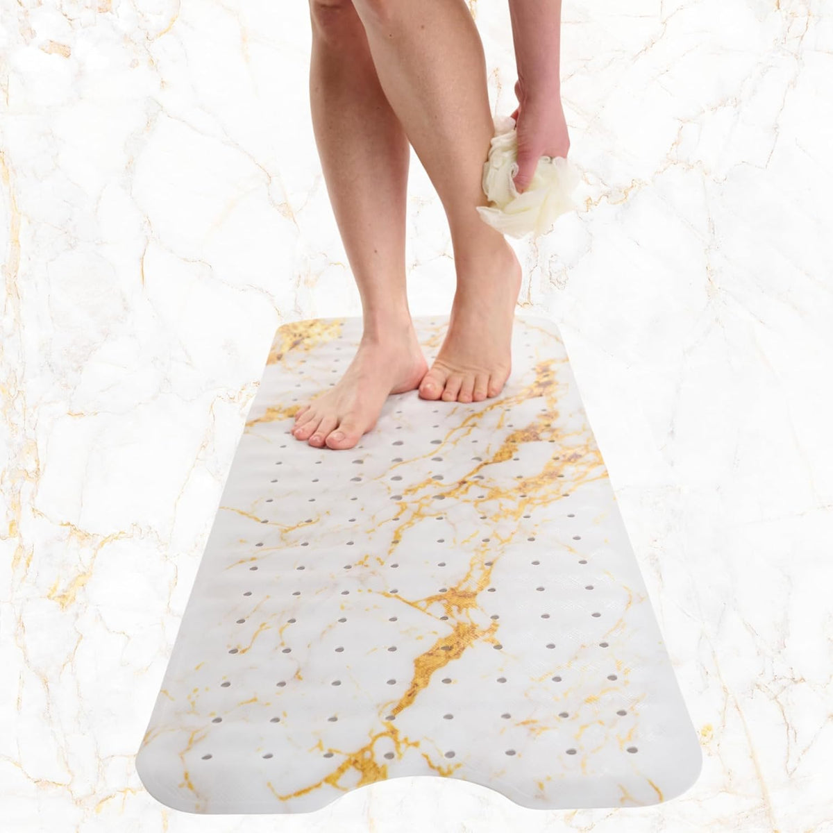 ENKOSI Bath Mat – Large 40 x 16 Inch Non-Slip Bathtub Mat with Secure Suction Cups & Drain Holes