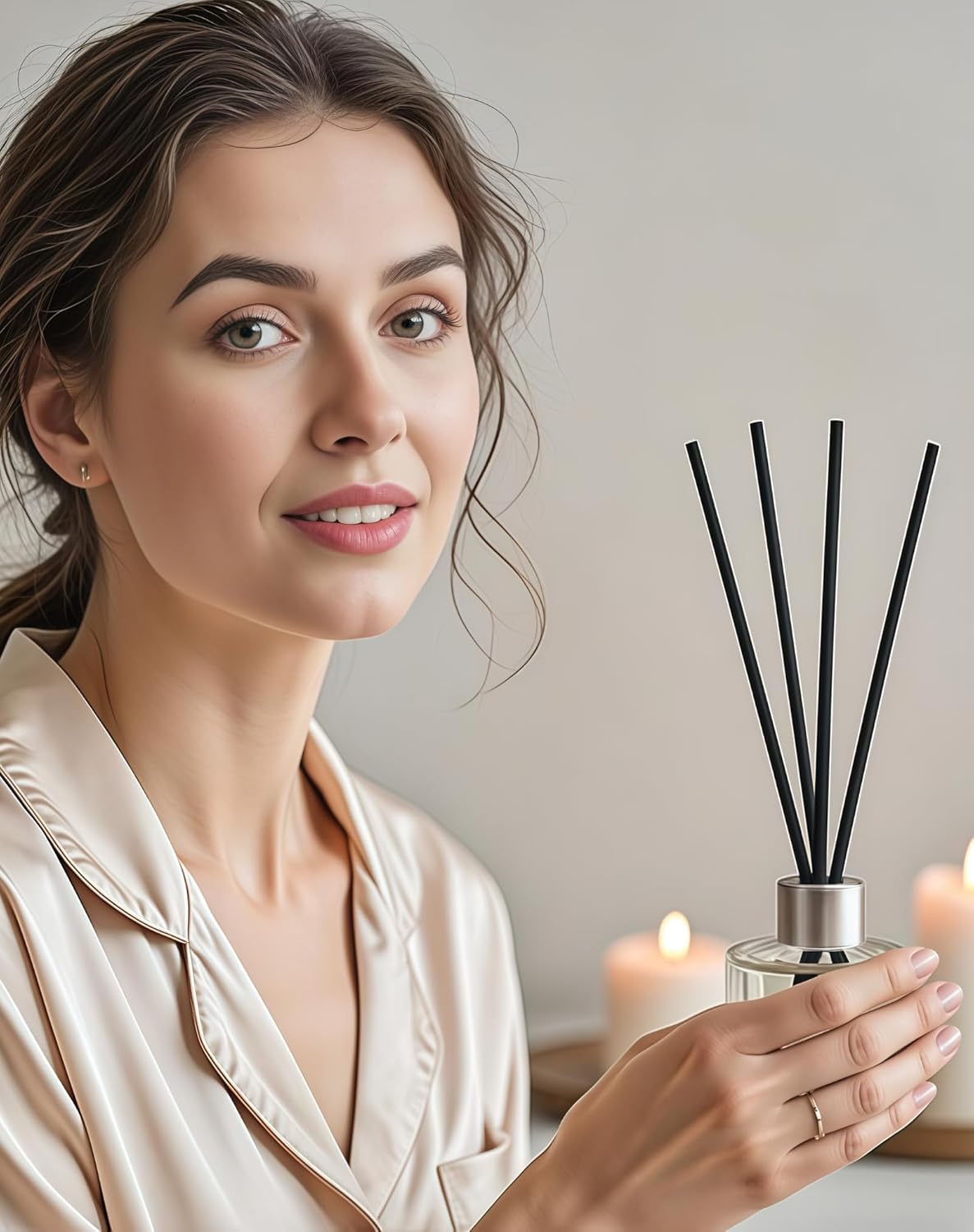 2 PCS Reed Diffuser Bottles Empty, 10Pcs Reed Diffuser Stick, Diffuser Bottle Capacity 50ml (1.7oz)