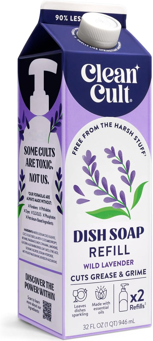 Cleancult Dish Soap Liquid Refill (32oz, 1 Pack) - Plant Based Cleaning Power - Dish Soap that Cuts