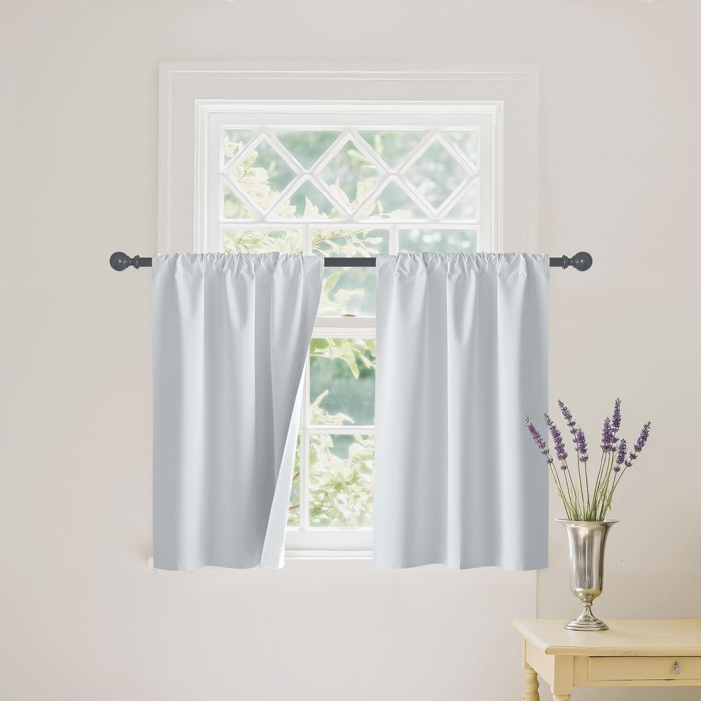 RYB HOME Mini Small 100% Blackout Curtains for Kitchen, Energy Saving Heat Blocking Half Window