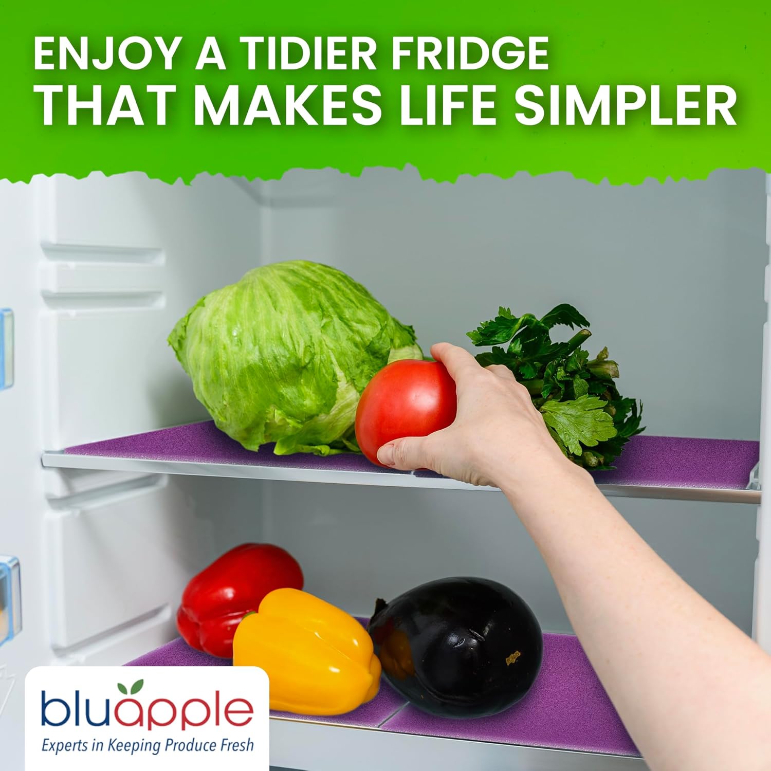 Bluapple FreshMats, Refrigerator Liner, Fridge Drawer Mats, Crisper Life Extender Liner Keeps