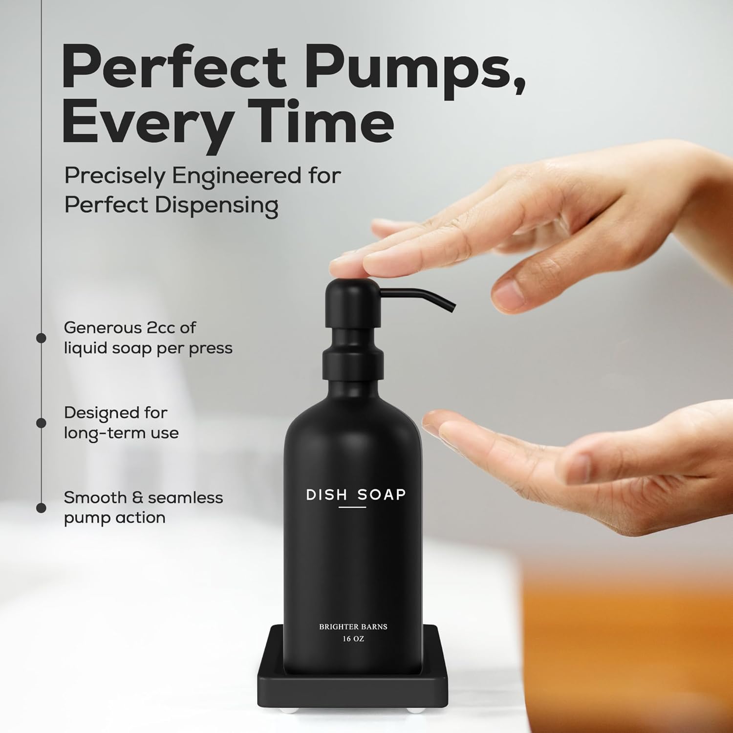 Black Glass Hand and Dish Soap Dispenser Set by Brighter Barns - Kitchen Soap Dispenser Set with