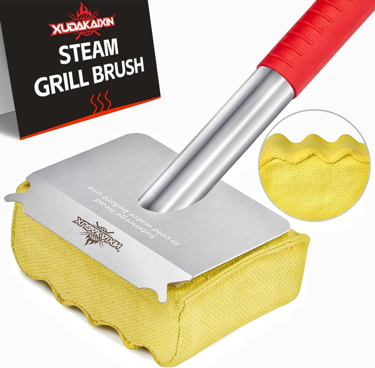 Grill Brush Bristle Free,Aramid Fiber Wavy Pad Seamless-Fit Cast Iron/Stainless-Steel Grates,BBQ