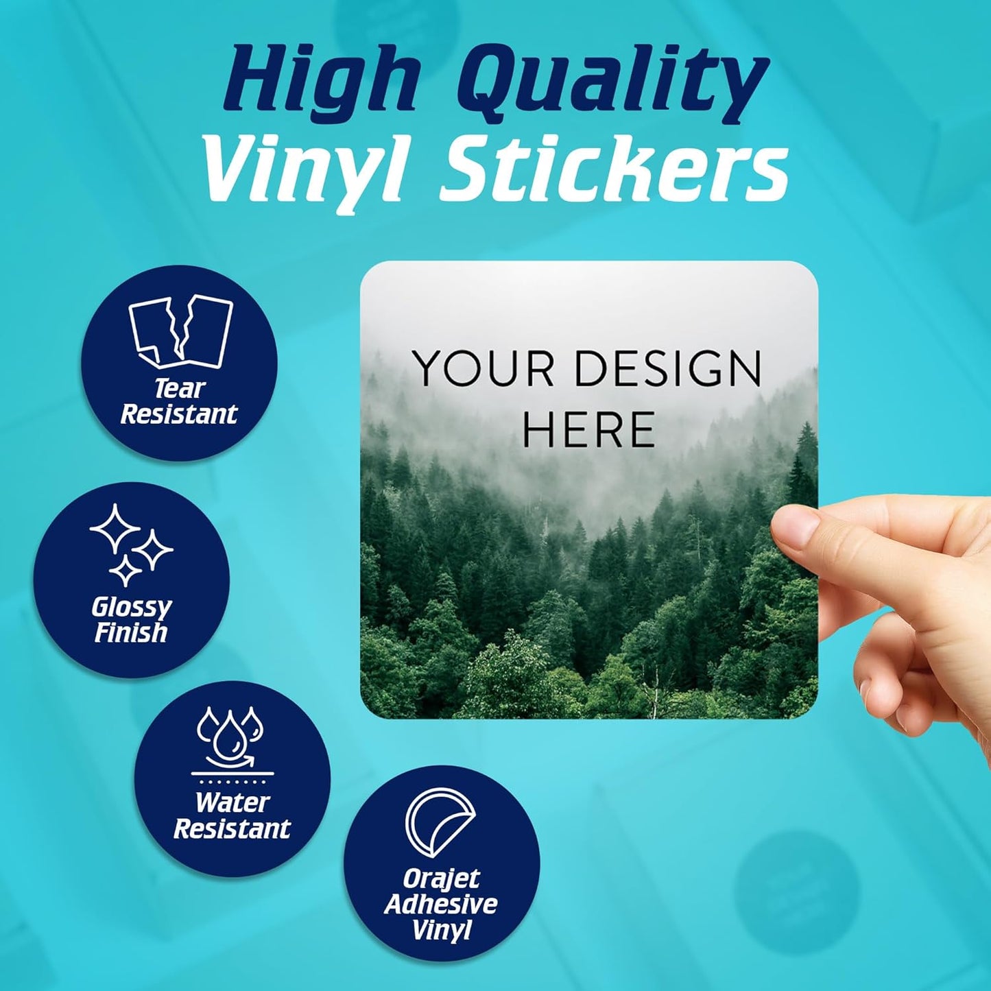 100 Custom Vinyl Stickers - Upload Your own Image, Text, Design, Logo - Personalized Logo Labels