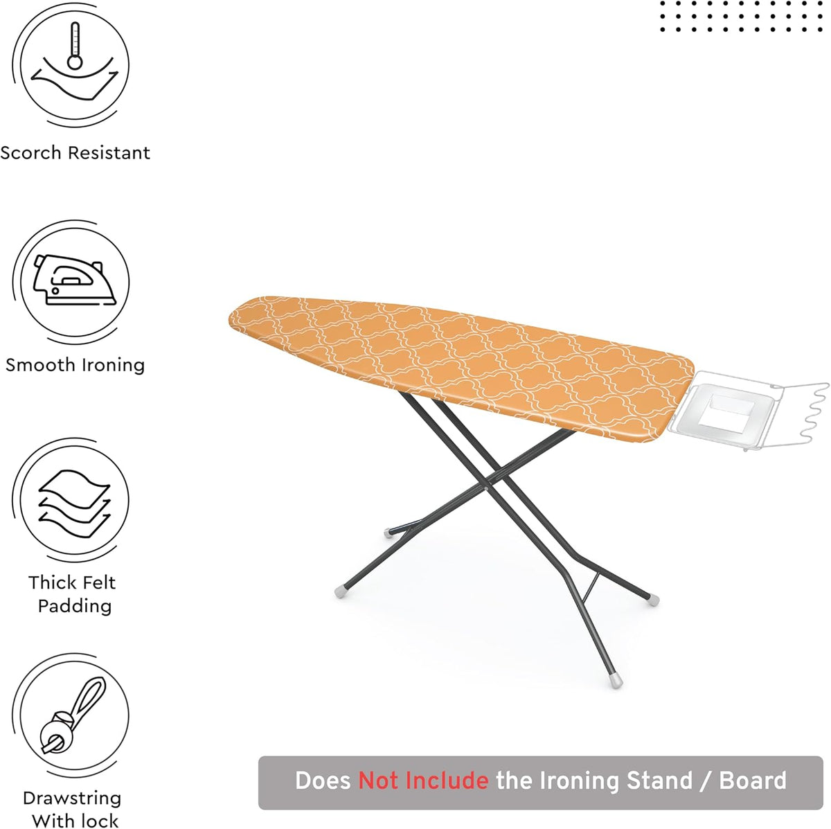 Encasa XO Ironing Board Cover and Pad 54"x15" - Thick 3mm Felt Padding, Drawstring Tightening &