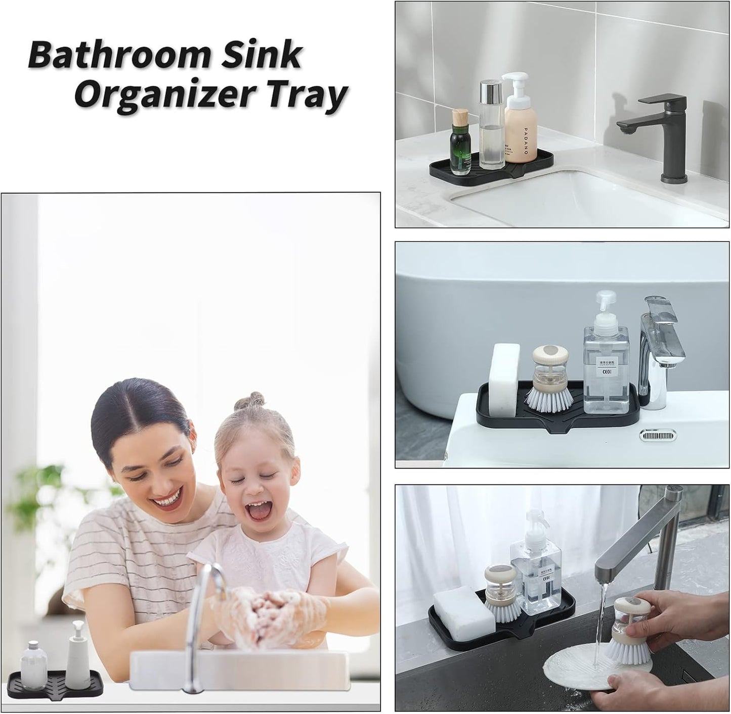 Silicone Bathroom Soap Dishes with Drain Spout-Bathroom and Kitchen Sink Organizer,Sponge