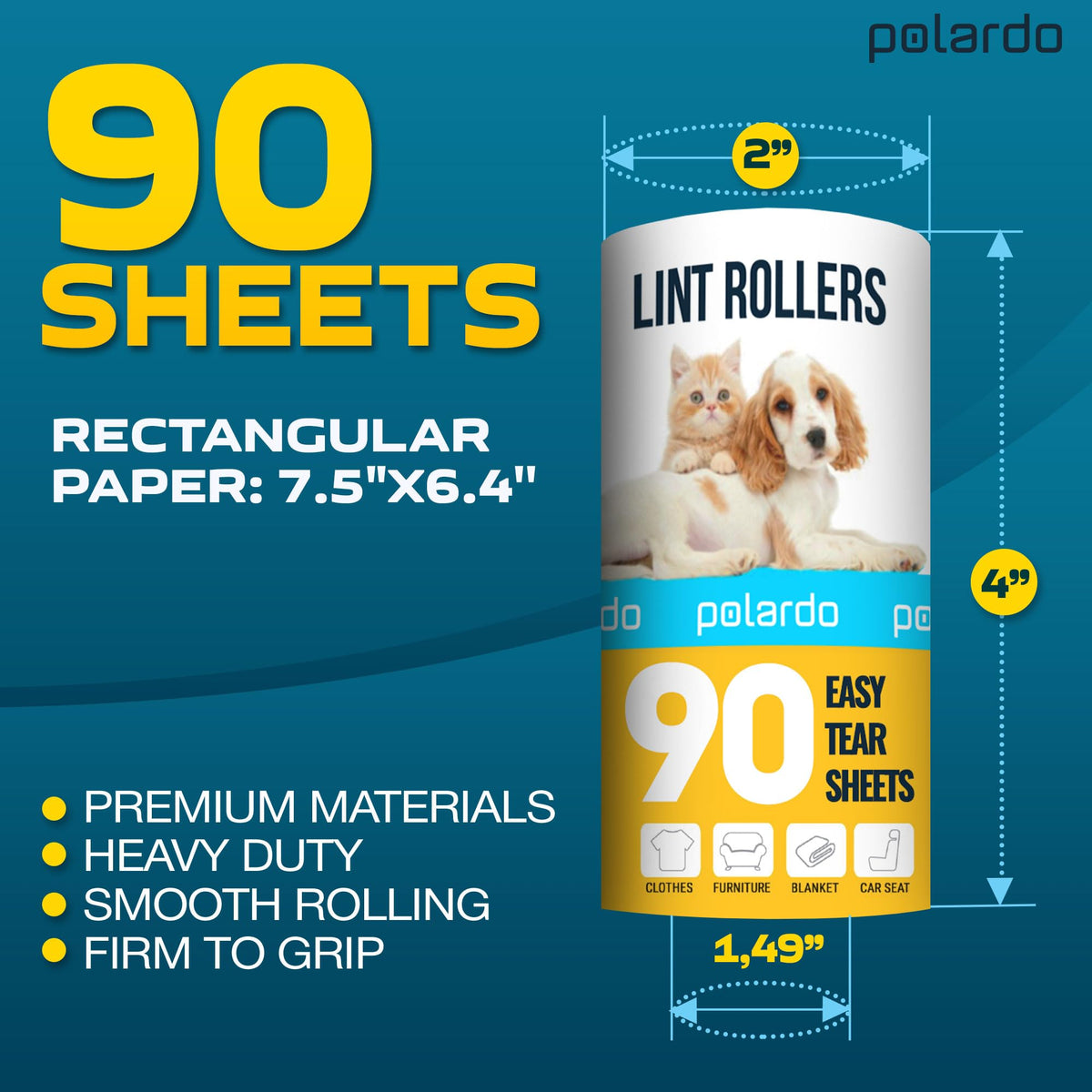 Lint Rollers 900 Sticky Sheets, 10 Spare Rollers,10 Pack of Refills Only. Pet Hair Remover for