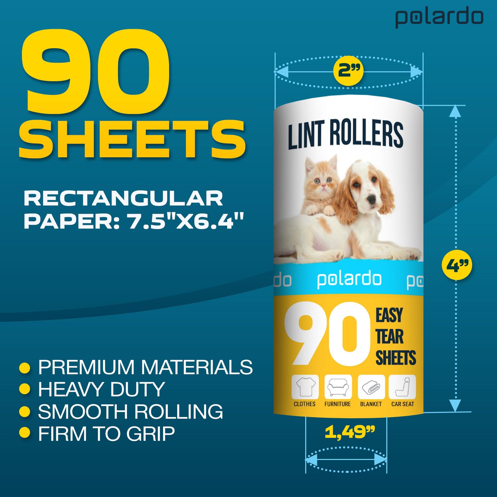 Lint Rollers 900 Sticky Sheets, 10 Spare Rollers,10 Pack of Refills Only. Pet Hair Remover for