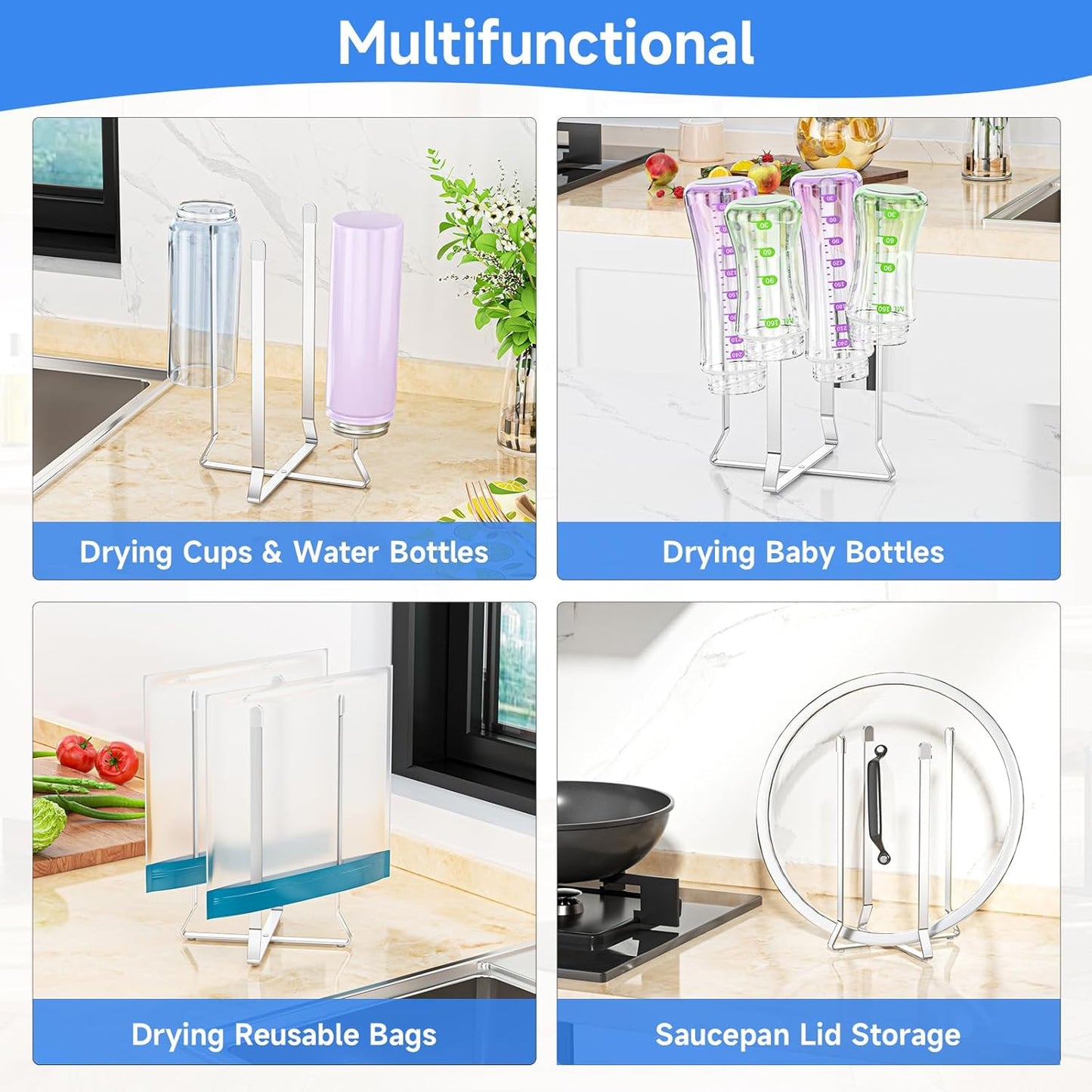 Water Bottle Drying Rack, Stainless Steel Baby Bottle Drying Rack, Collapsible Bottles Dryer Rack