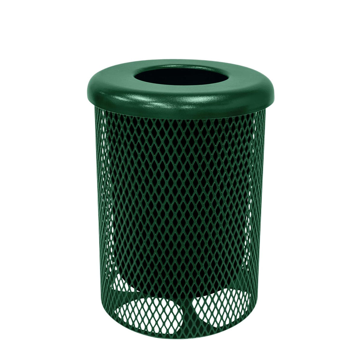 COATEDOUTDOORFURNITURE RFT-GRN Heavy Duty 32 Gallon Round Trash Receptacle, Liner Included, Green