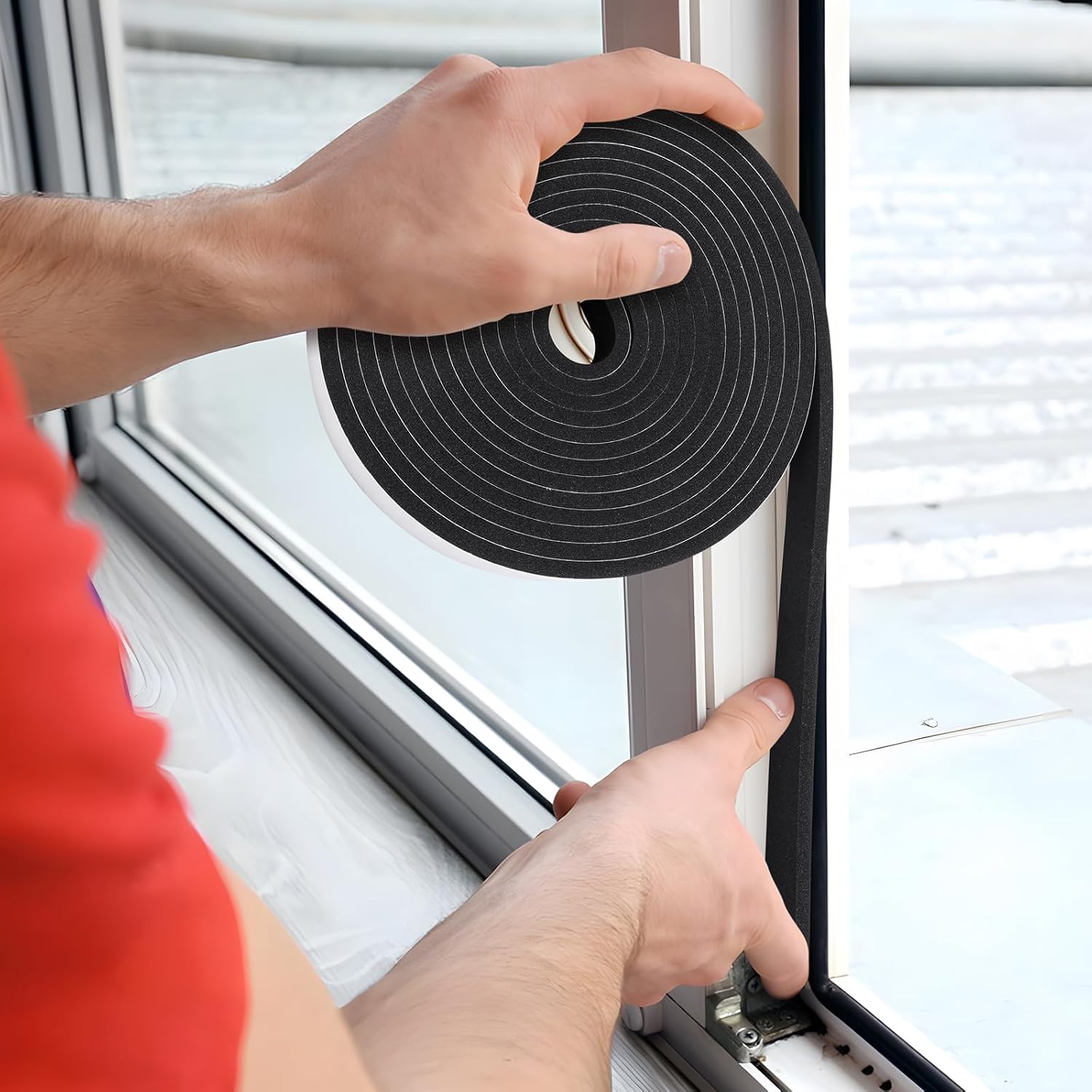 Weather Stripping Door Seal Strip- 1 Inch X 1/8 Inch X 26Feet, Strong Adhesive, Lightproof