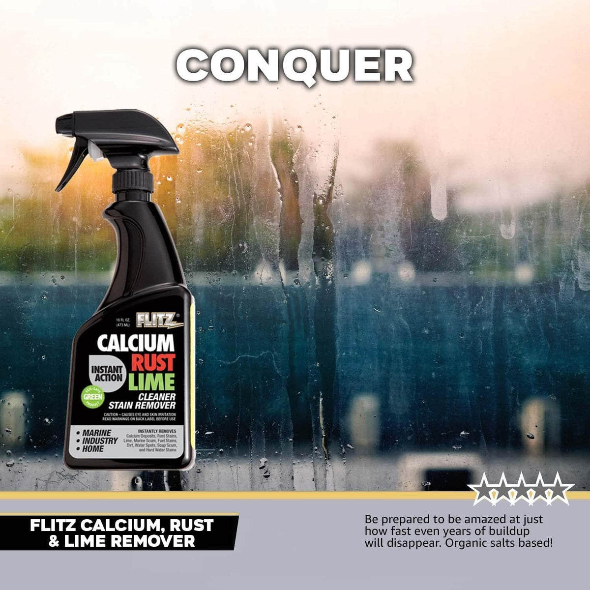 Flitz Calcium, Rust, & Lime Remover - 16oz Bottle of USA-Made Limescale Remover for Toilets