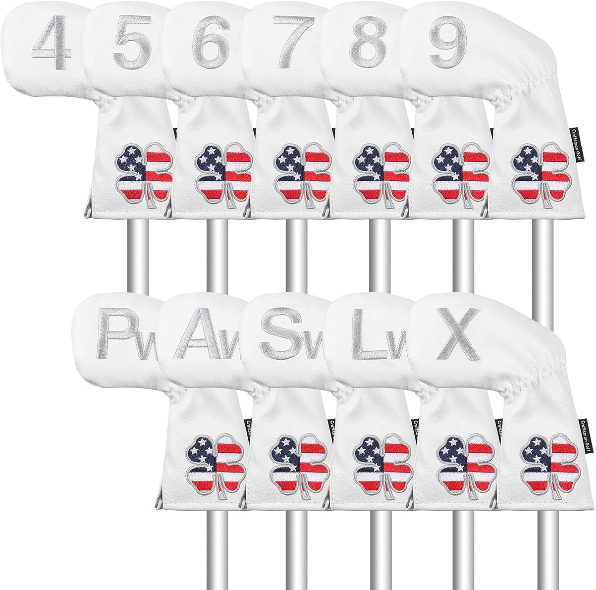CRAFTSMAN GOLF 11pcs /Set USA US Flag Clover Leather Left Right Black White Green Dark Blue Iron