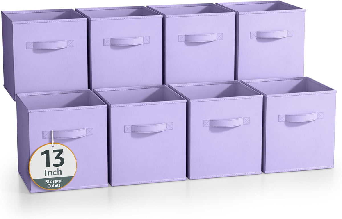 Sorbus 13 Inch Storage Bins - Sturdy Collapsible Fabric Storage Cubes with Handle - 8 Foldable