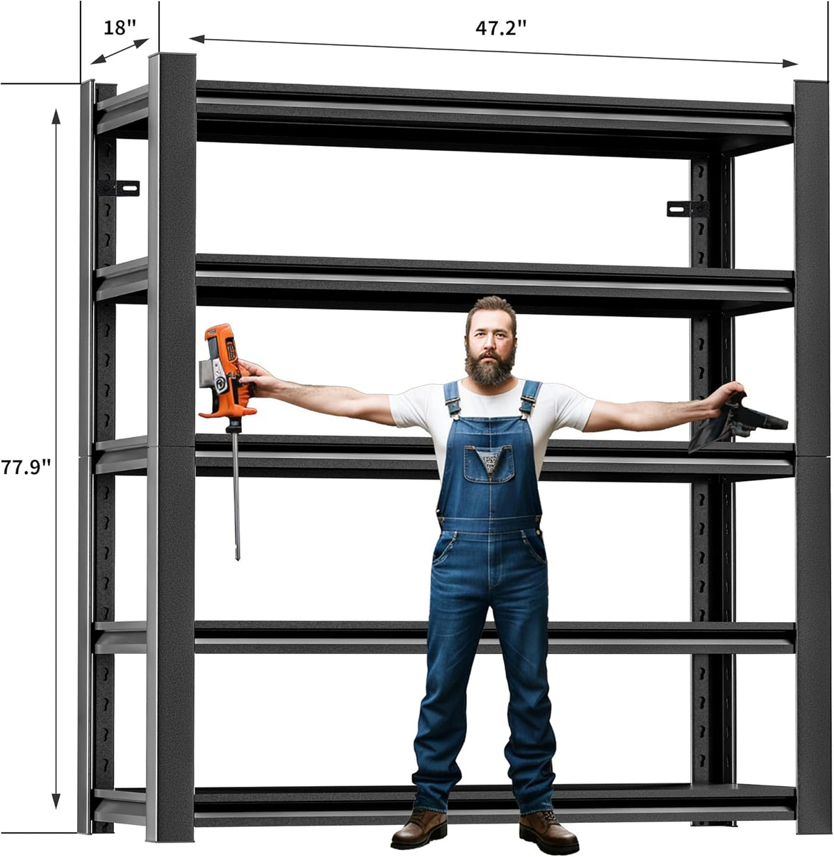 78" H 47.2" Wide 4 Piecees Garage Shelving,Thickened Heavy Duty Metal Shelving Adjustable