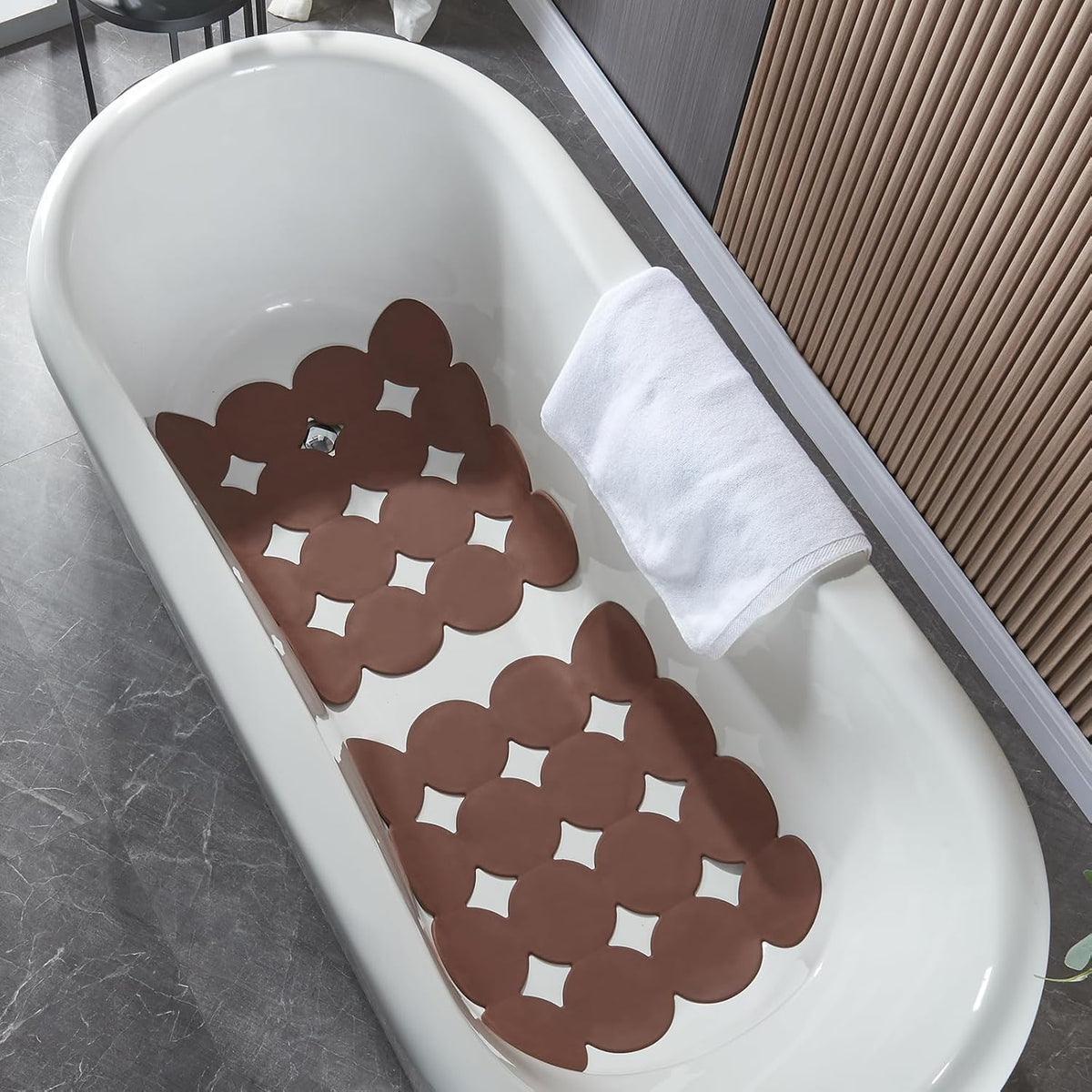 Square Shower Mat Nonslip - Rubber Bathtub Mat with Suction Cups for Inside Shower Bathroom Floor