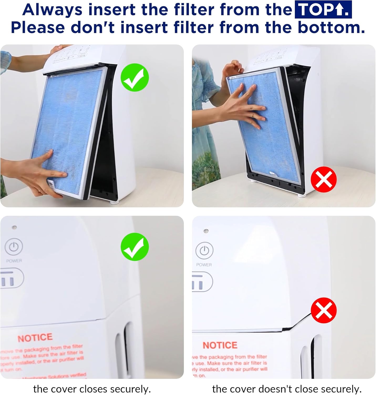 Membrane Solutions MSA3/MSA3S Genuine Original Air Purifier Filter Replacement 4 Pack, Upgraded