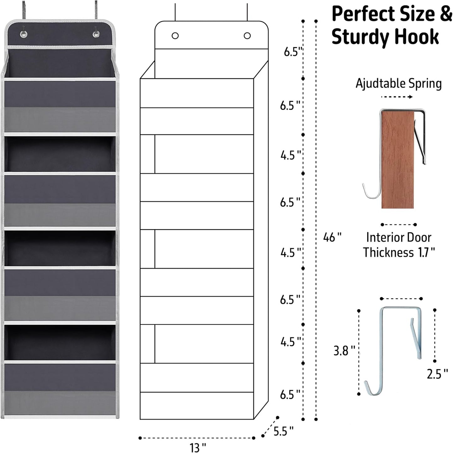 Over The Door Hanging Organizer with 4 Large Pockets – Closet, Bathroom, Nursery, Bedroom, Dorm