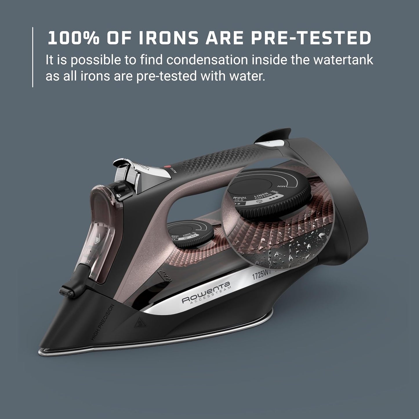 Rowenta Access Stainless Steel Soleplate Steam Iron with Retractable Cord, Powerful Steam