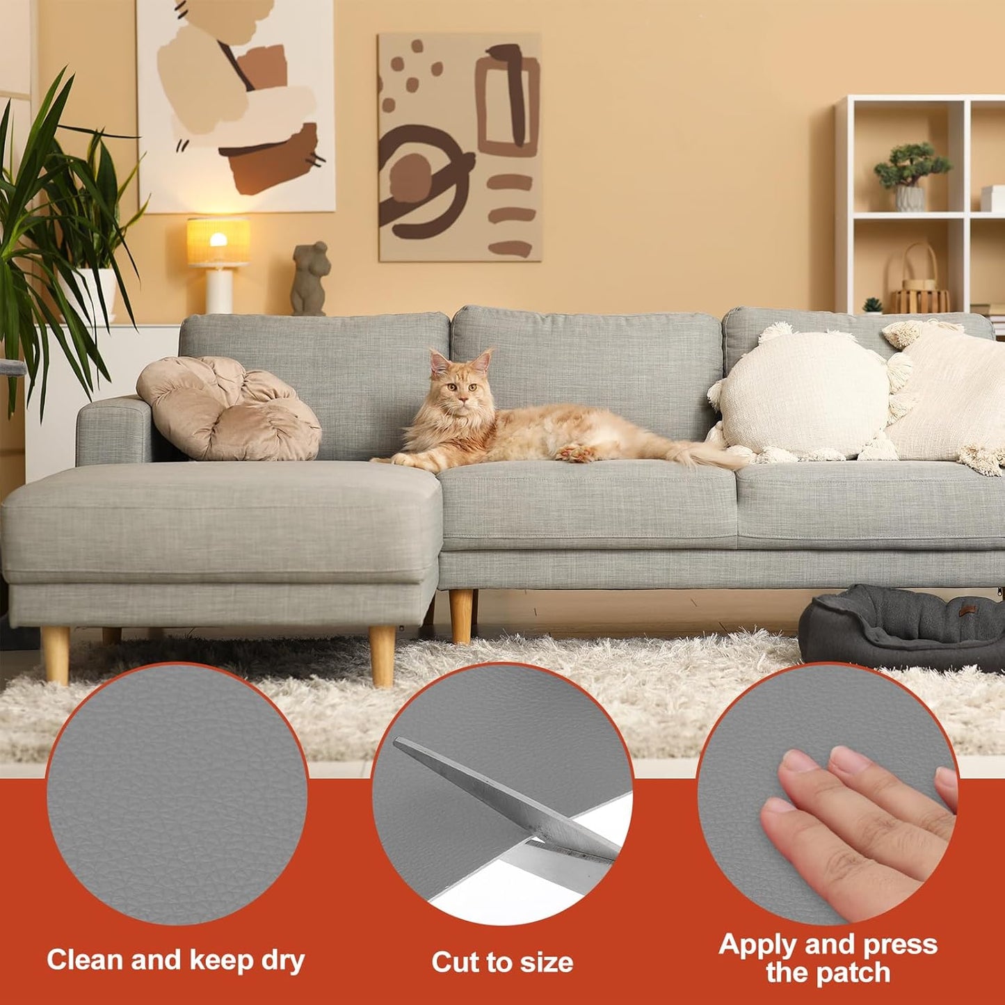 PATIKIL Leather Patches Tape for Furniture, 6.3 x 61 Inch Self Adhesive Vinyl Leather Repair Kit