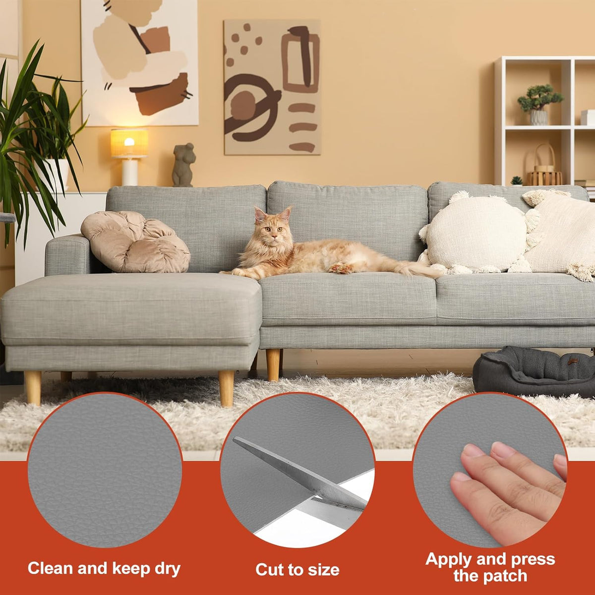 PATIKIL Leather Patches Tape for Furniture, 6.3 x 61 Inch Self Adhesive Vinyl Leather Repair Kit