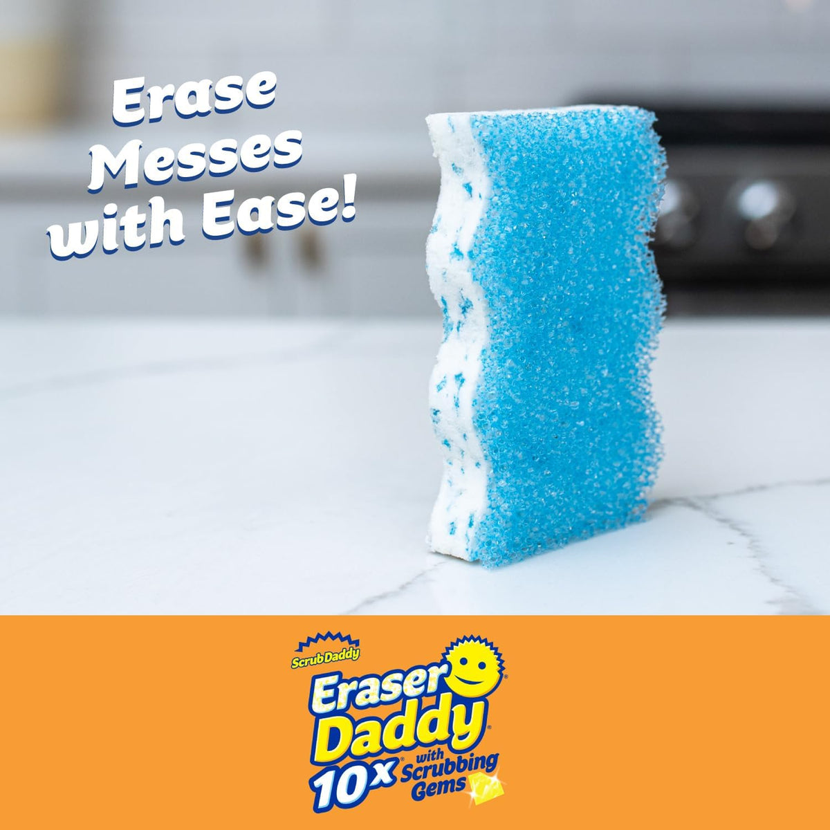 Scrub Daddy Eraser Sponge - 10x More Durable Than Traditional Erasers with Scrubbing Gems - Removes