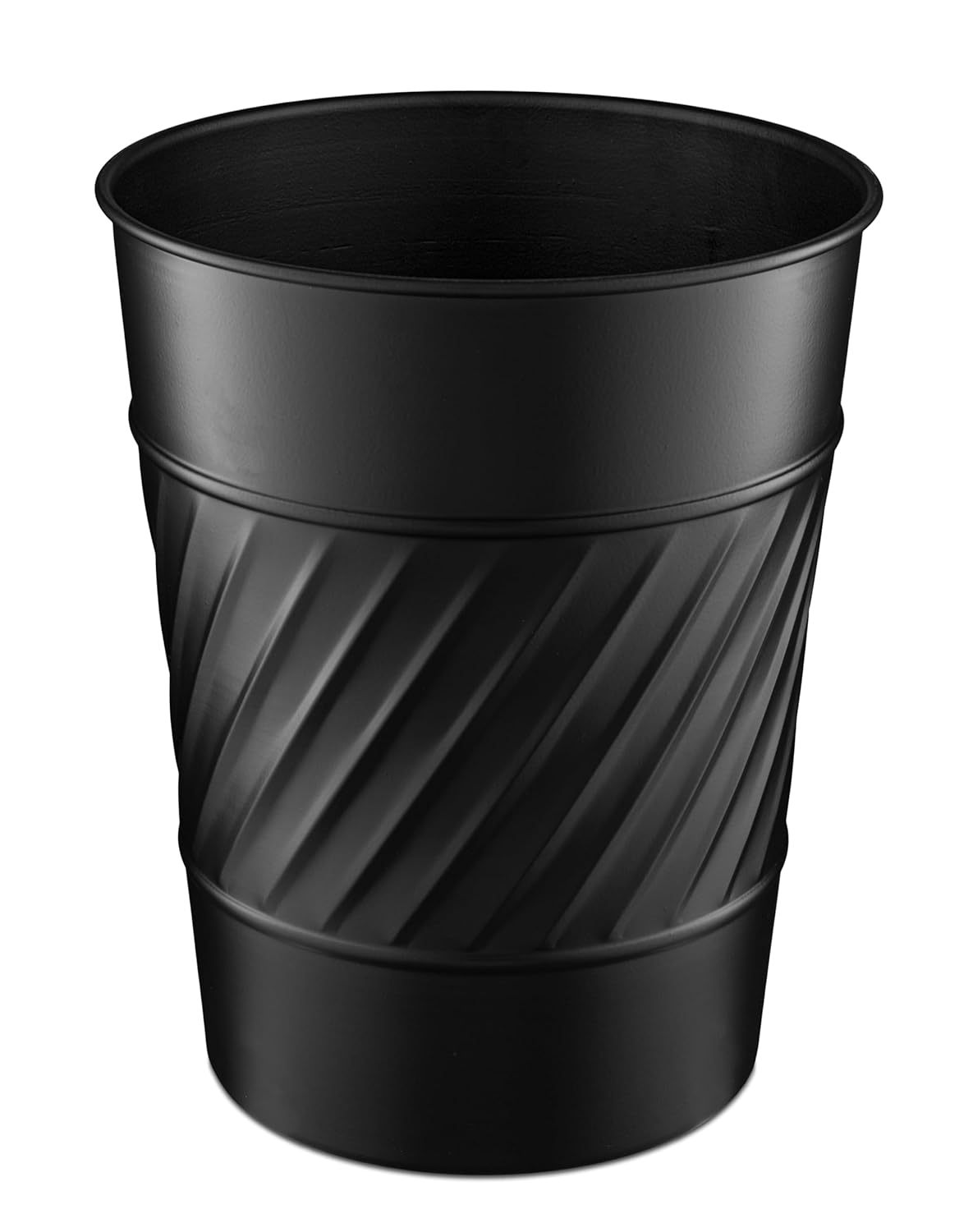 Monarch Abode Black Handcrafted Wave Embossed Metal Wastebasket for Home Office Bedroom, Decorative