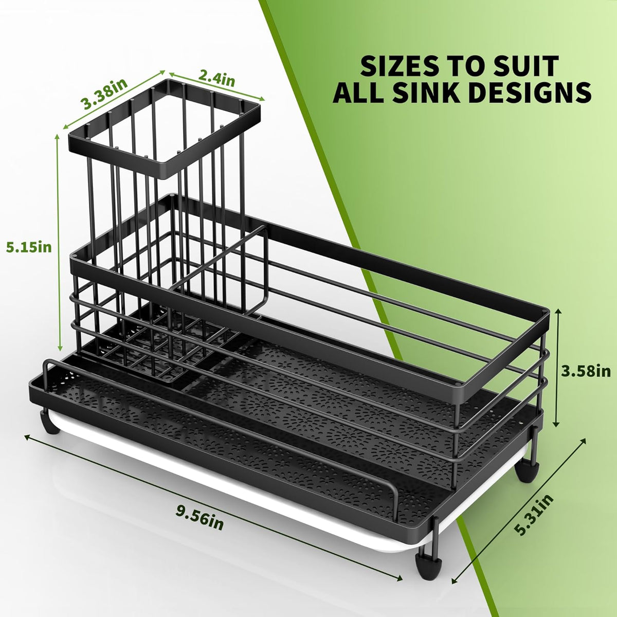 Cisily Large Capacity Kitchen Sink Caddy Organizer, Rustproof Non-Slip Sponge Holder With Dish