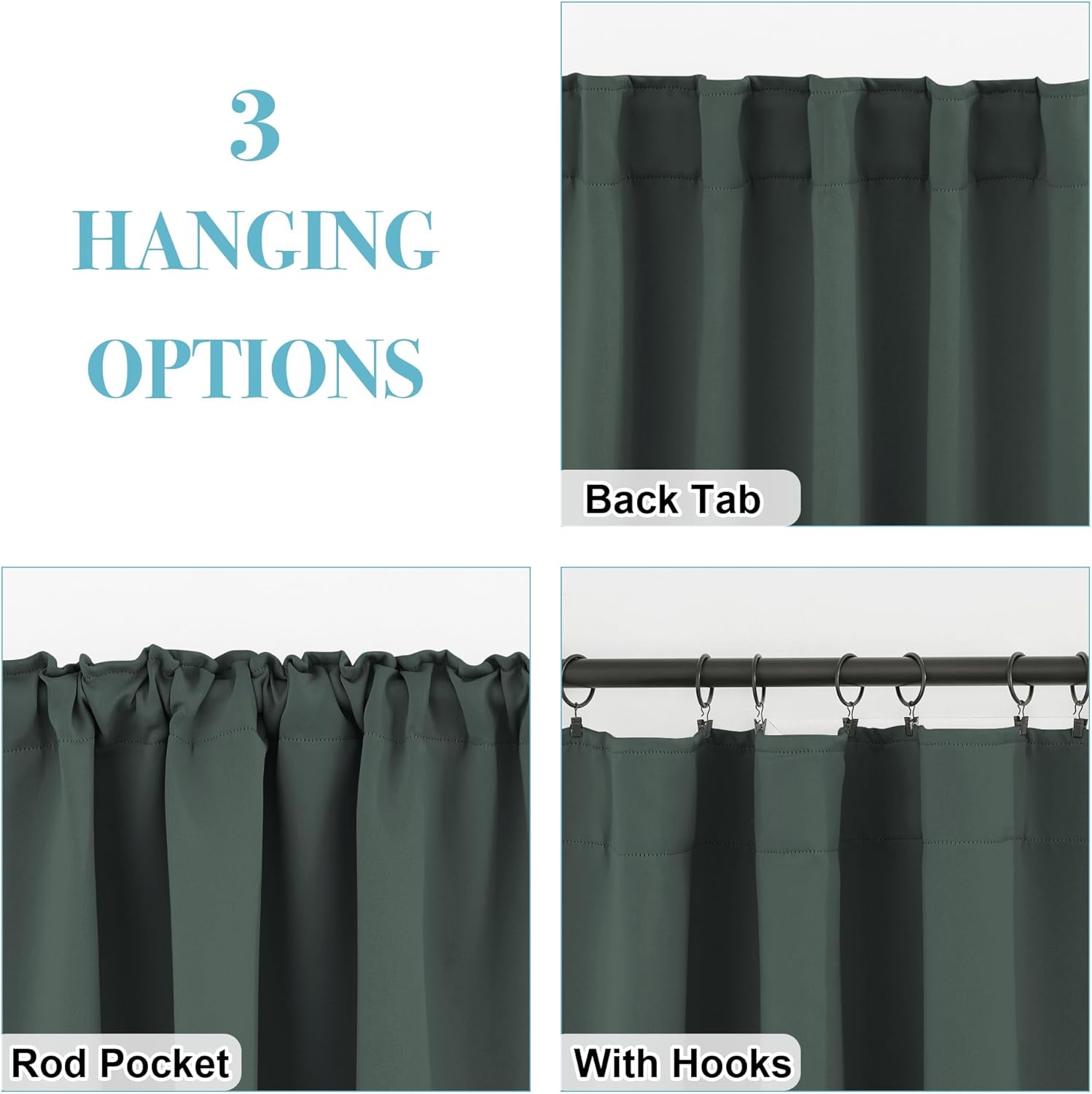 RYB HOME Blackout Curtains 54 inches Long - Thermal Insulated Privacy Spring Drapes for Kids