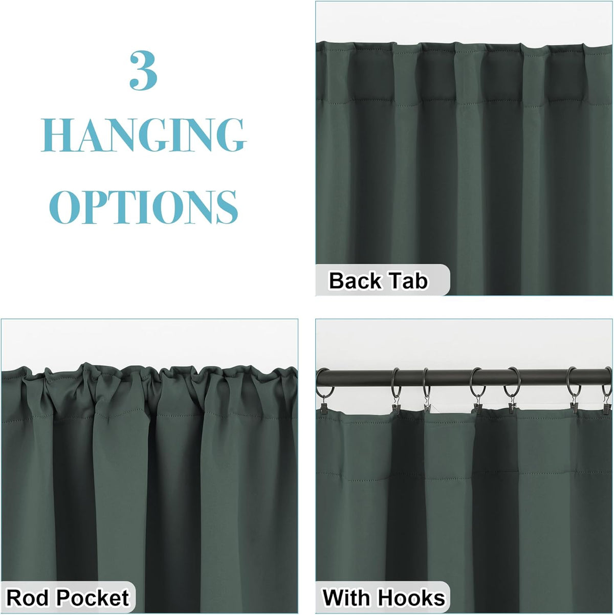 RYB HOME Short Blackout Curtains 36 inches Length for Cafe - Insualting Privacy Curtains for Kids
