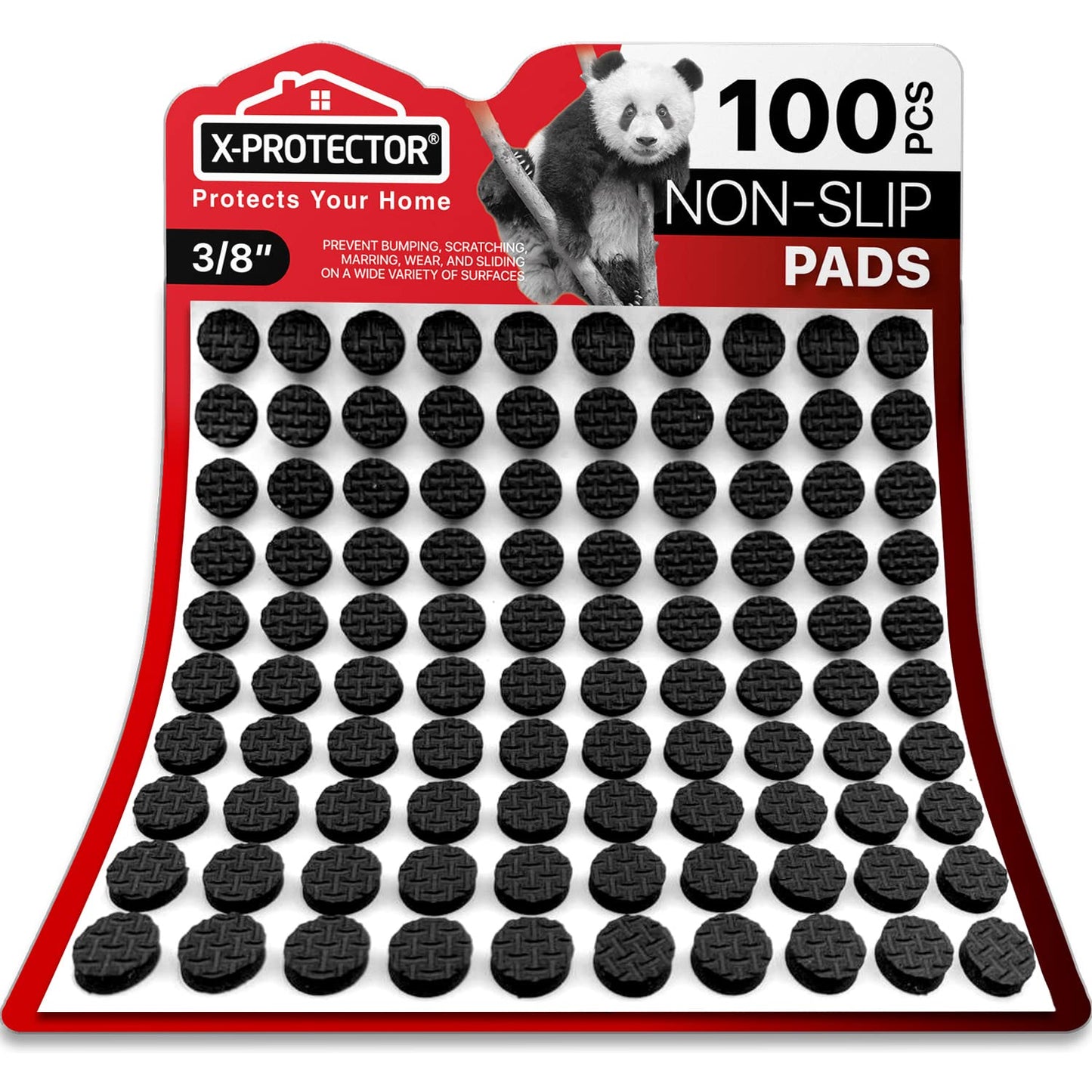 X-Protector Cabinet Door Bumpers 100 PCS Small Black Rubber Pads 3/8' Self-Adhesive Thick Dots
