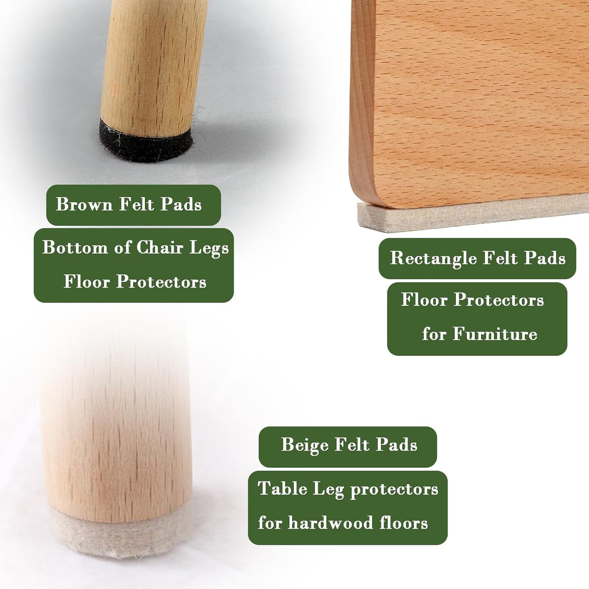 Fursafe&Q Felt Furniture Pads, Furniture Felt Pads for Hardwood Floors -Self Adhesive Chair Leg