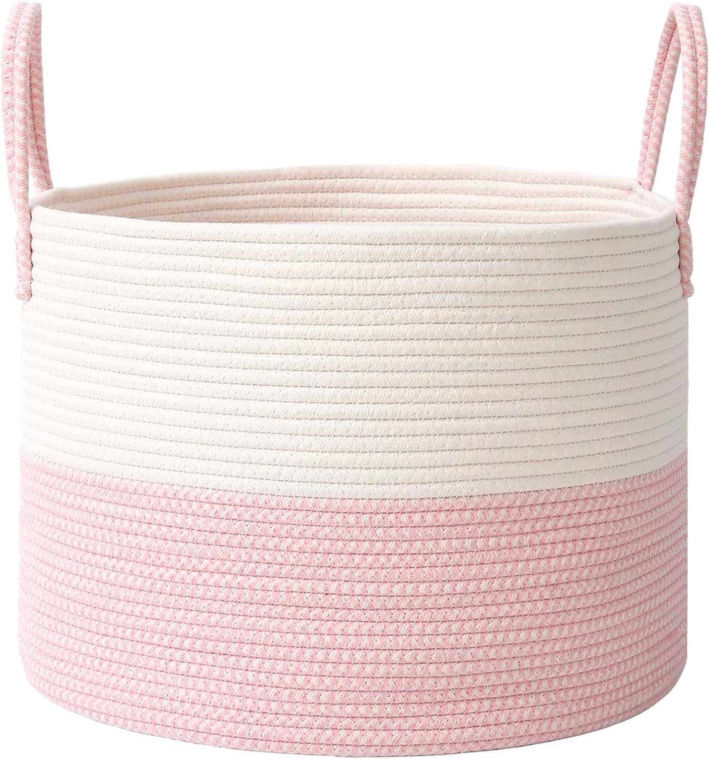 Woven Blanket Basket,65L Large Rope Storage Bin with Handles, Organizer for Blankets Toys Book and