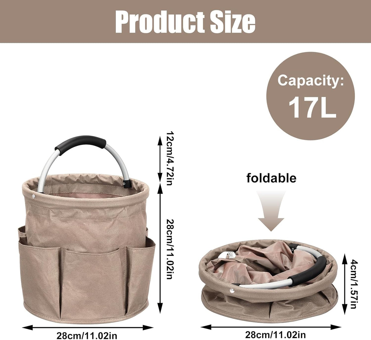 Qivine 17L Cleaning Caddy with Handle, Cleaning Supply Caddy Foldable Cleaning Caddy Cleaning