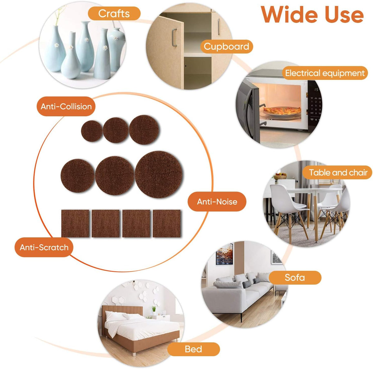 Furniture Pads Felt Pads 300 Pieces Huge Pack Furniture Felt Pads, Self Adhesive Anti Scratch Floor