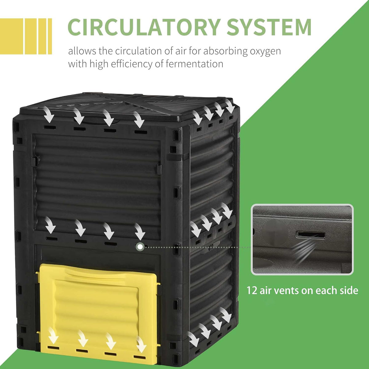 Outsunny Garden Compost Bin 80 Gallon Outdoor Large Capacity Composter Fast Create Fertile Soil