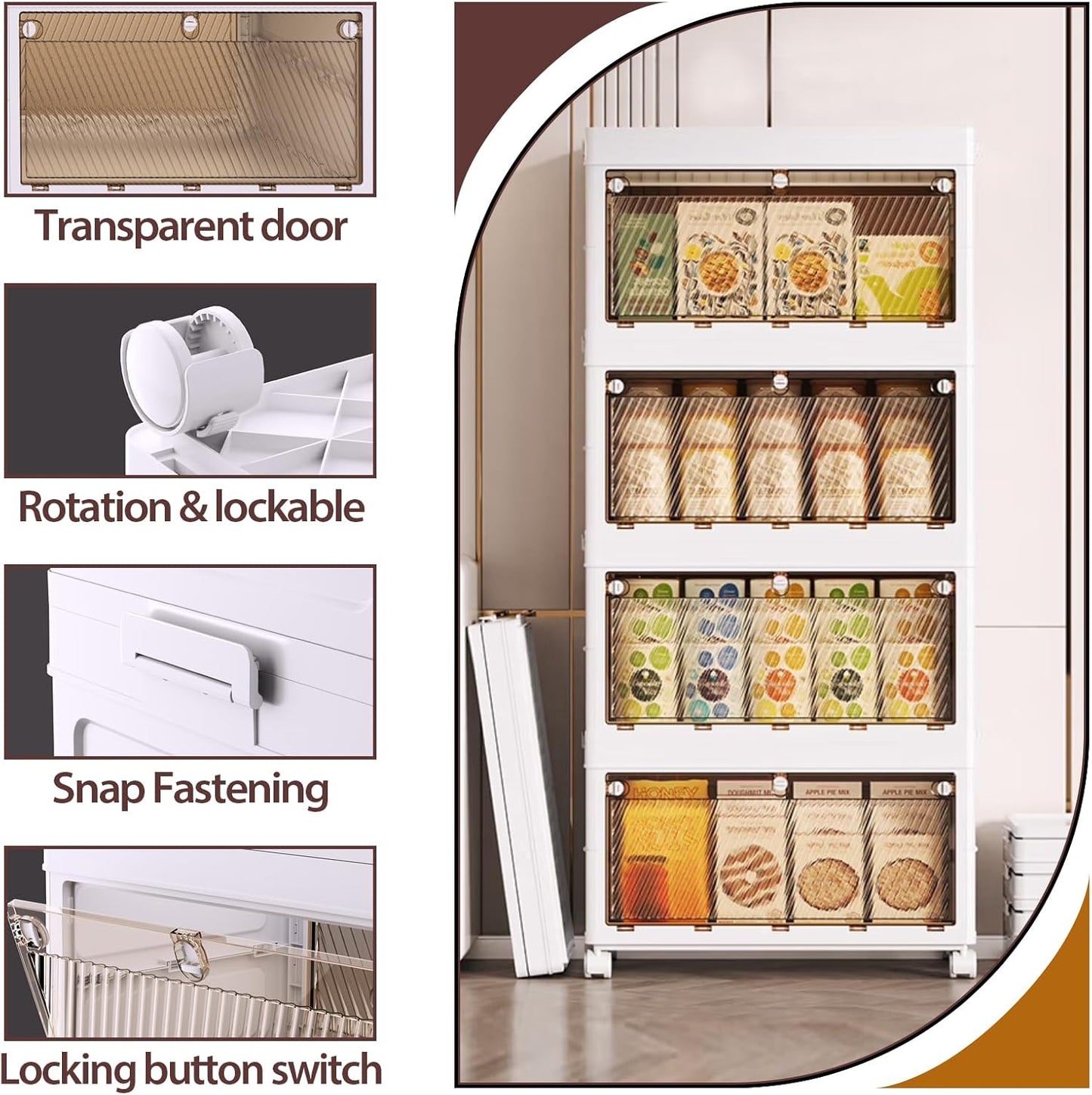 QudraKast 4-Tier Stackable Plastic Storage Bins - 67QT Stackable Storage Bins - Closet Organization