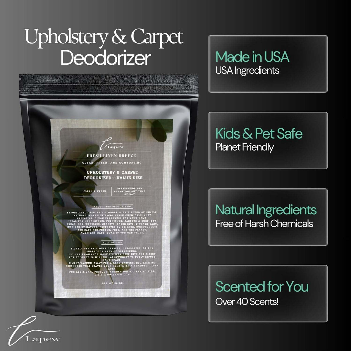Fresh Linen Breeze Carpet Freshener Powder Refill 36 oz | Powerful Odor Eliminator for Home |