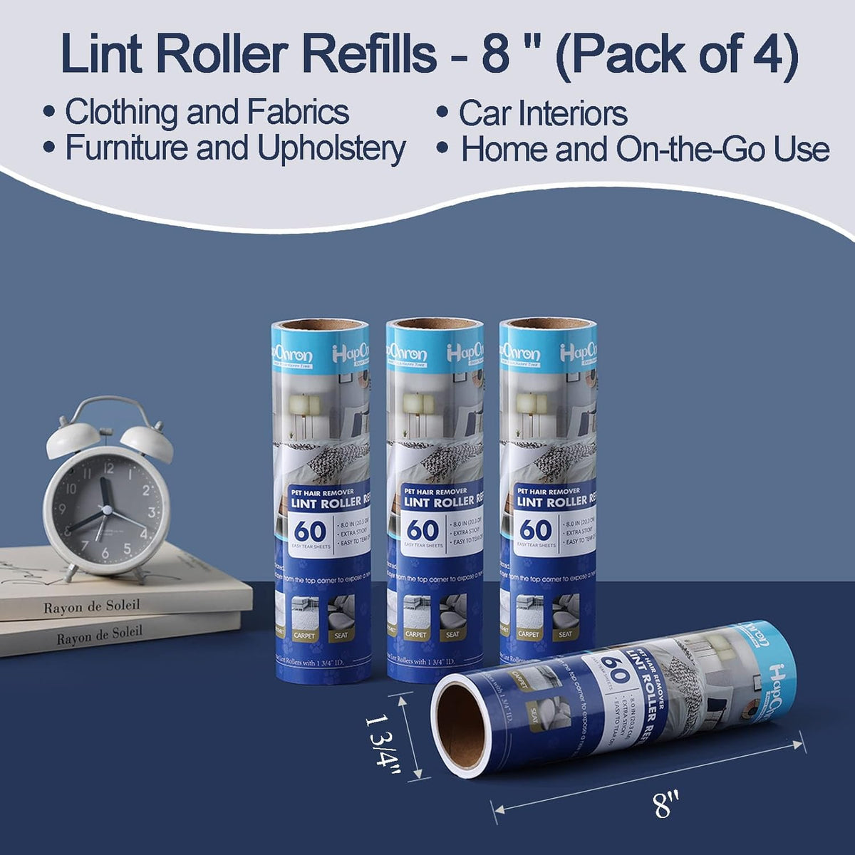 8 inch Large Surface Lint Roller Refills for Scotch-Brite 50% Stickier Lint Roller, Fits Most 8"