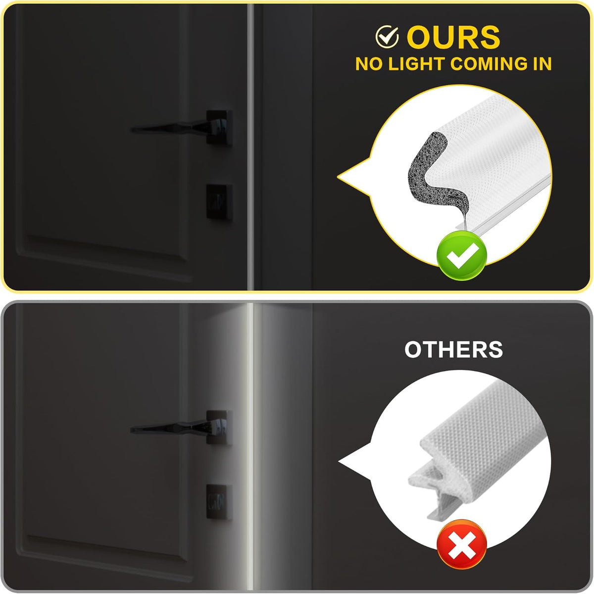 Weather Stripping Door Seal Strip - Soundproof Q-Shaped Foam for Exterior Door Frame, Large Gap