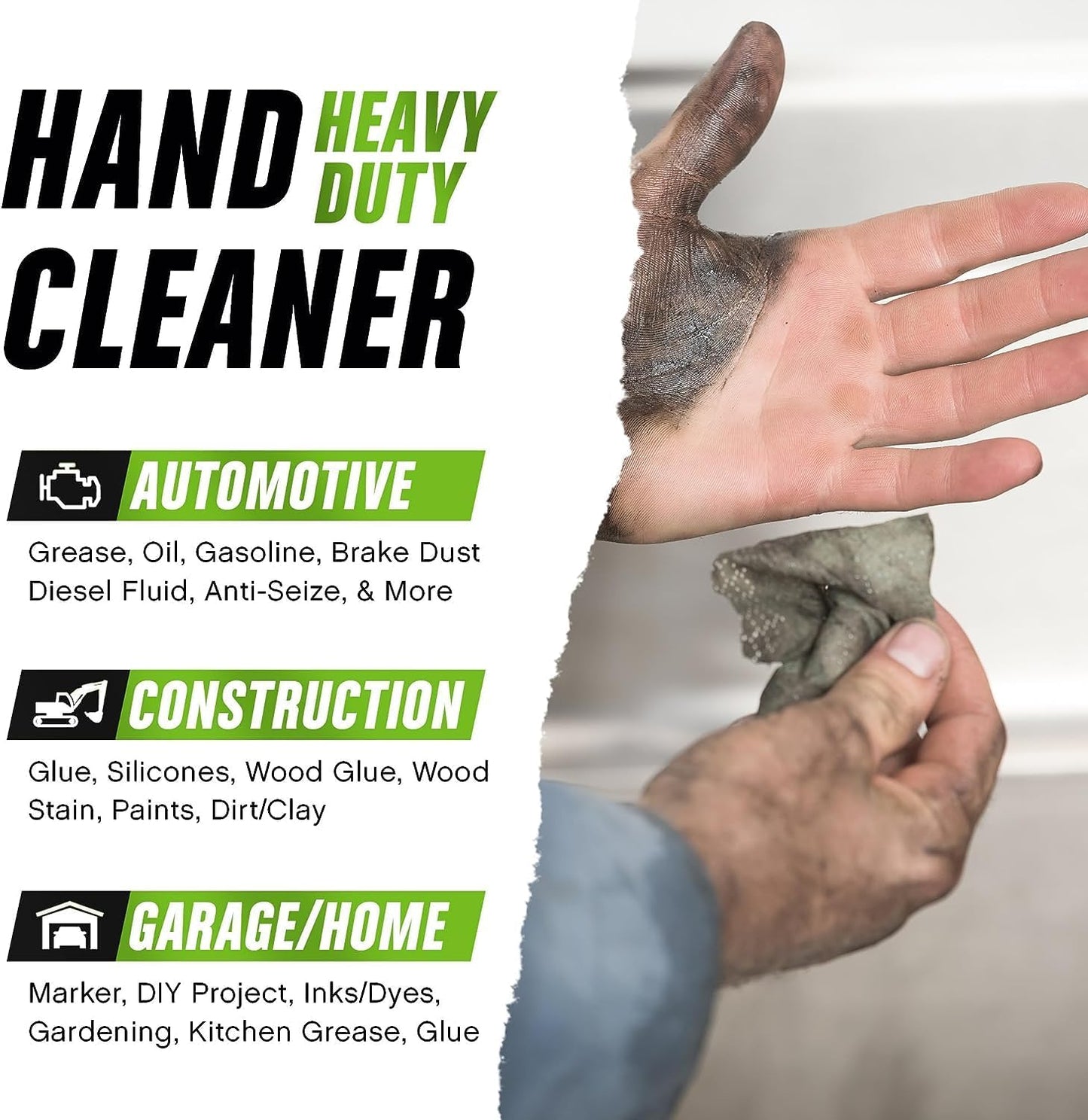 Grip Clean Heavy Duty Hand & Tool Cleaning Wipes – Waterless Hand Cleaner for Mechanics, Garage &