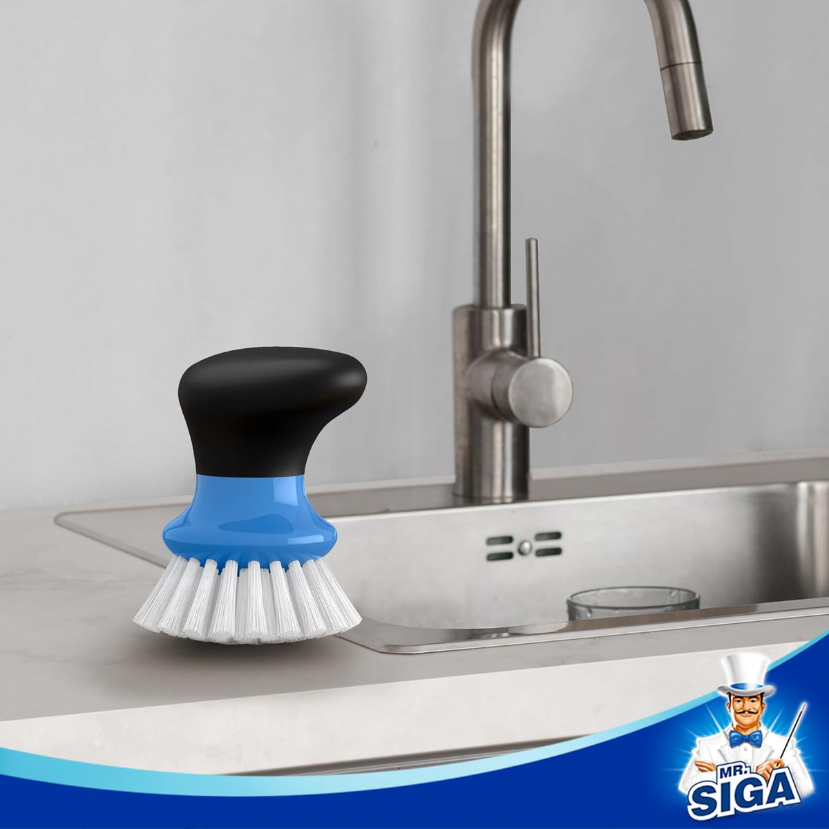 MR.SIGA Dish Scrub Brush, Palm Brush Dish Scrubber with Ergonomic Grip, Kitchen Brushes for Dishes