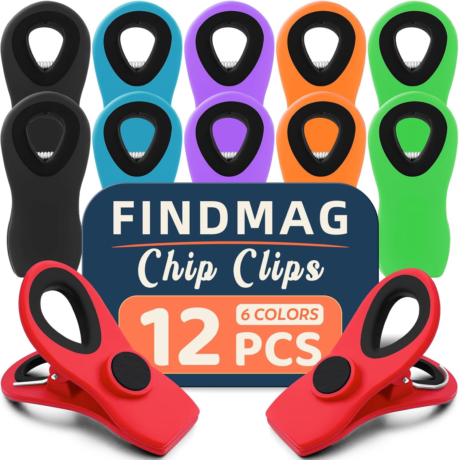 12 Pack Magnetic Chip Clips, Bread Clips Food Bag Clips with Airtight Seal for Chips, Kitchen Clips