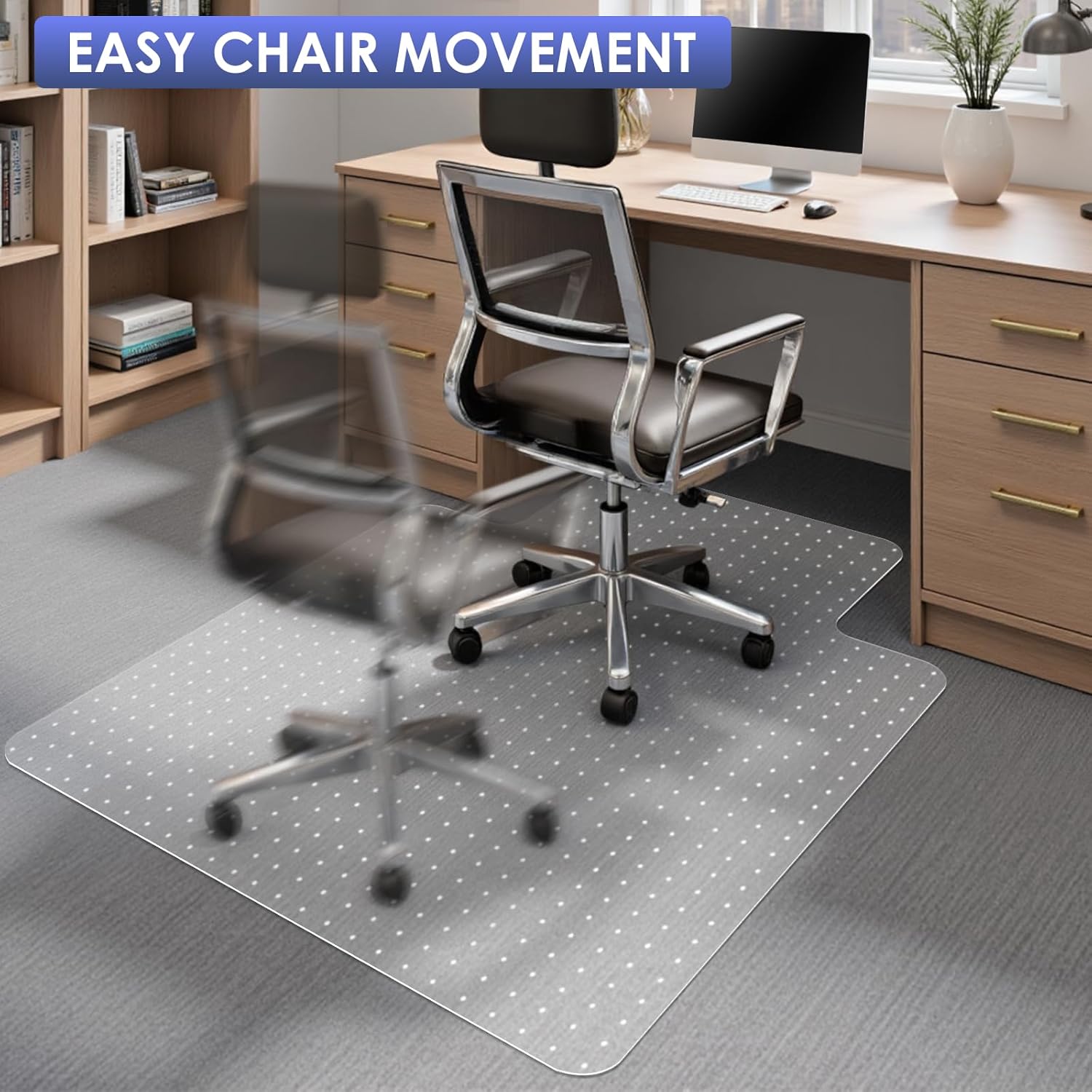 Kuyal Office Chair Mat for Carpet, 2 Pack 36x48 Clear Heavy Duty Computer Chair Mat with Lip, Under